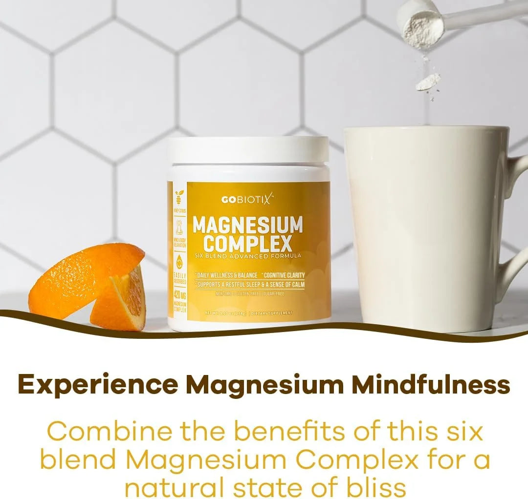 Magnesium Complex Powder with Magnesium Glycinate & Citrate, Honey Citrus Flavor, 60 Servings
