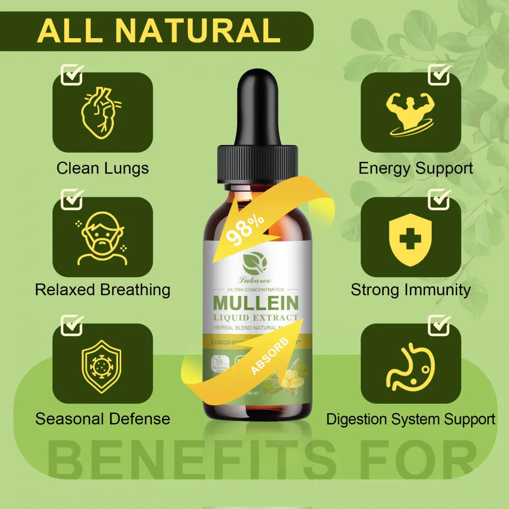 (3 Pack)Mullein Drops for Lungs 300,000‬Mg - Mullein Leaf Extract for Lungs Detox and Respiratory Lung Health - with Chlorophyll, Elderberry,Natural Herbal Supplement for Respiratory, Immune,6 OZ