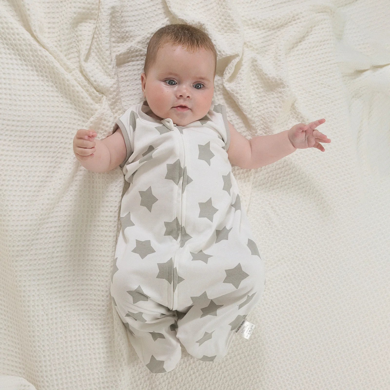 Sleep Sack Organic Cotton Wearable Blanket for Infants Boys Girls, Toddler Sleep Bag with 2-Way Zipper, Grey Planet and Star, Large (12-18 Month)