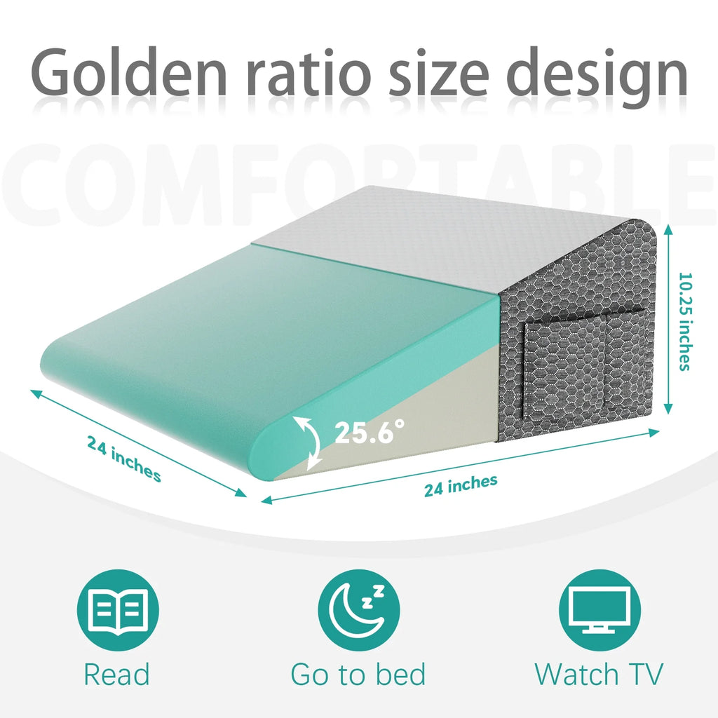 Wedge Pillow for Sleep Apnea & Acid Reflux Relief | Stylish and Chic Jacquard Pillowcase | Bed Wedge Pillow for Heartburn