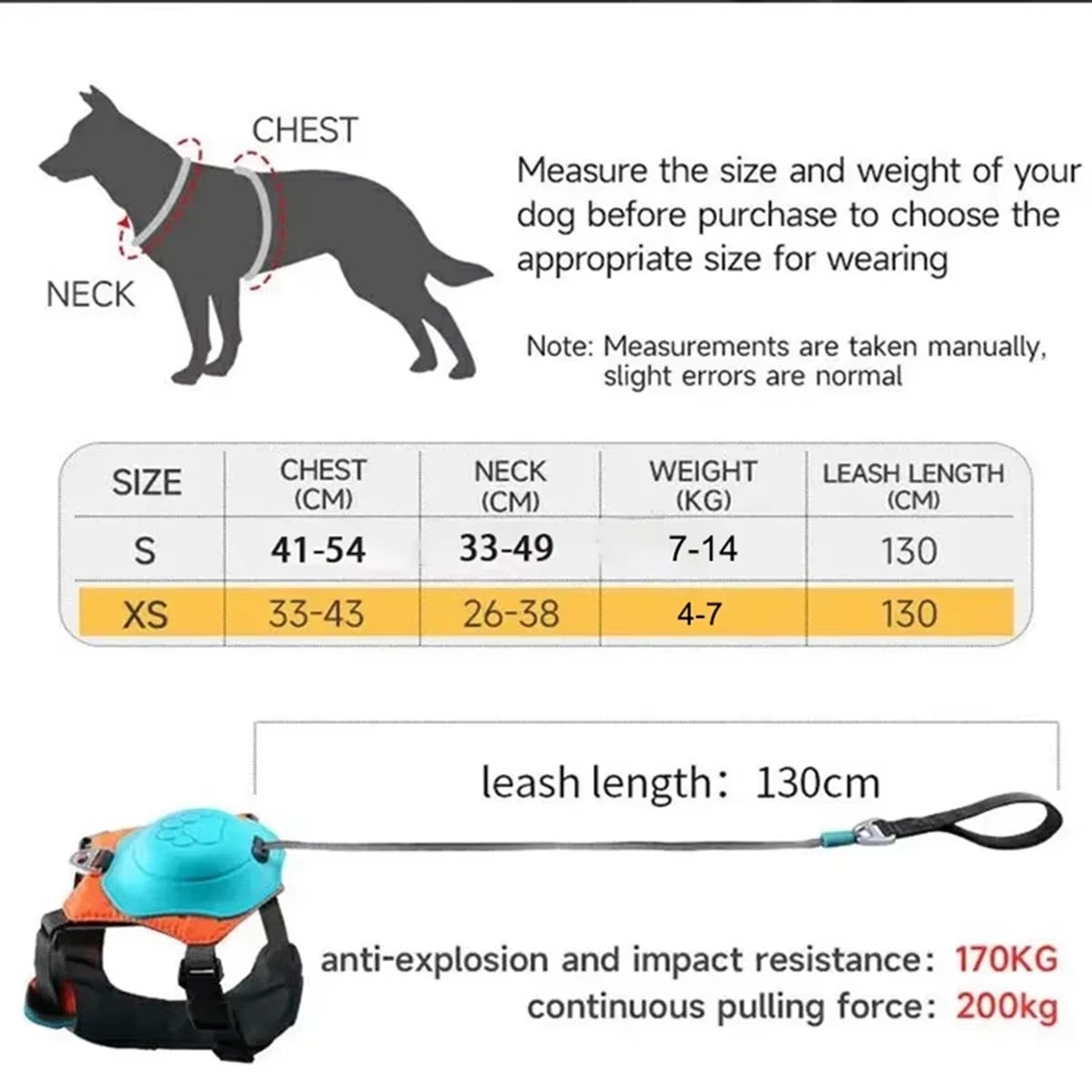 2-In-1 No Pull Dog Harness with Retractable Leash,Automatic anti Burst Impact Function,Adjustable Breathable Dog Vest,S B20