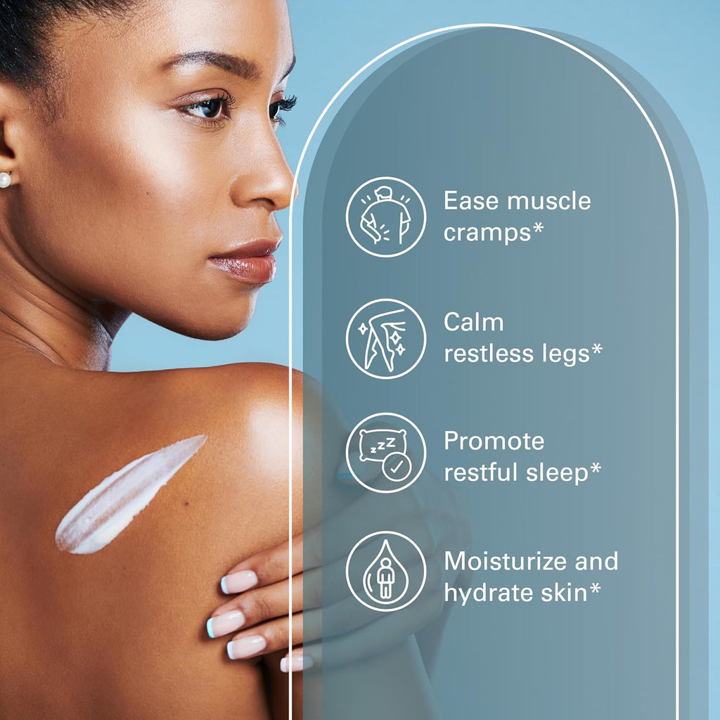 Unscented Magnesium Lotion for Sleep & Leg Cramps, Suitable for Sensitive Skin, Helps with Muscle Relaxation, Soothes Tired Legs & Foot Aches and Supports Restful Nights, 8 Fl Oz