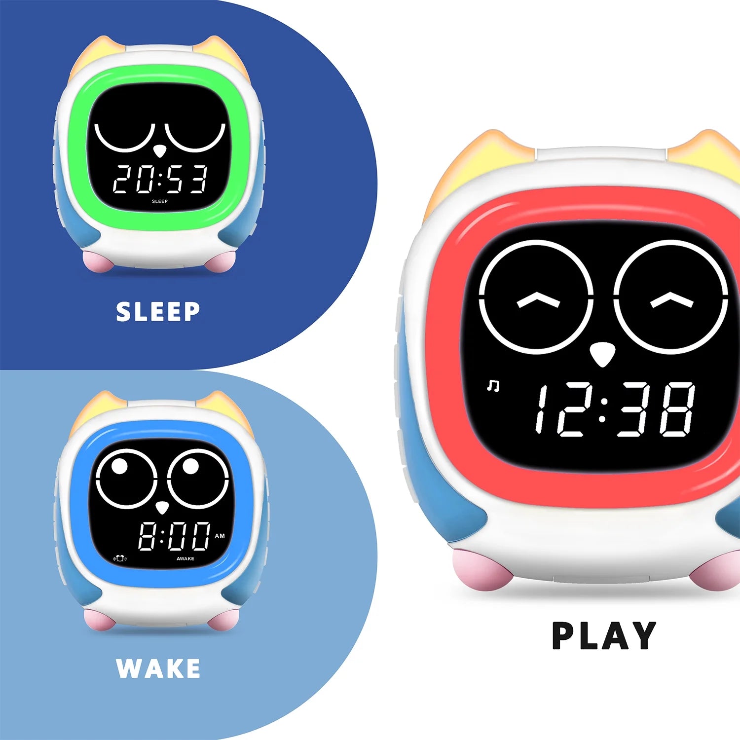 Addo Kids Alarm Clock,Sunrise/Sunset Simulation Bedside Lamp, Grow Children'S Clock Trainer,White Noise Sleep Sounds Wake up Clock Owl  CKS912