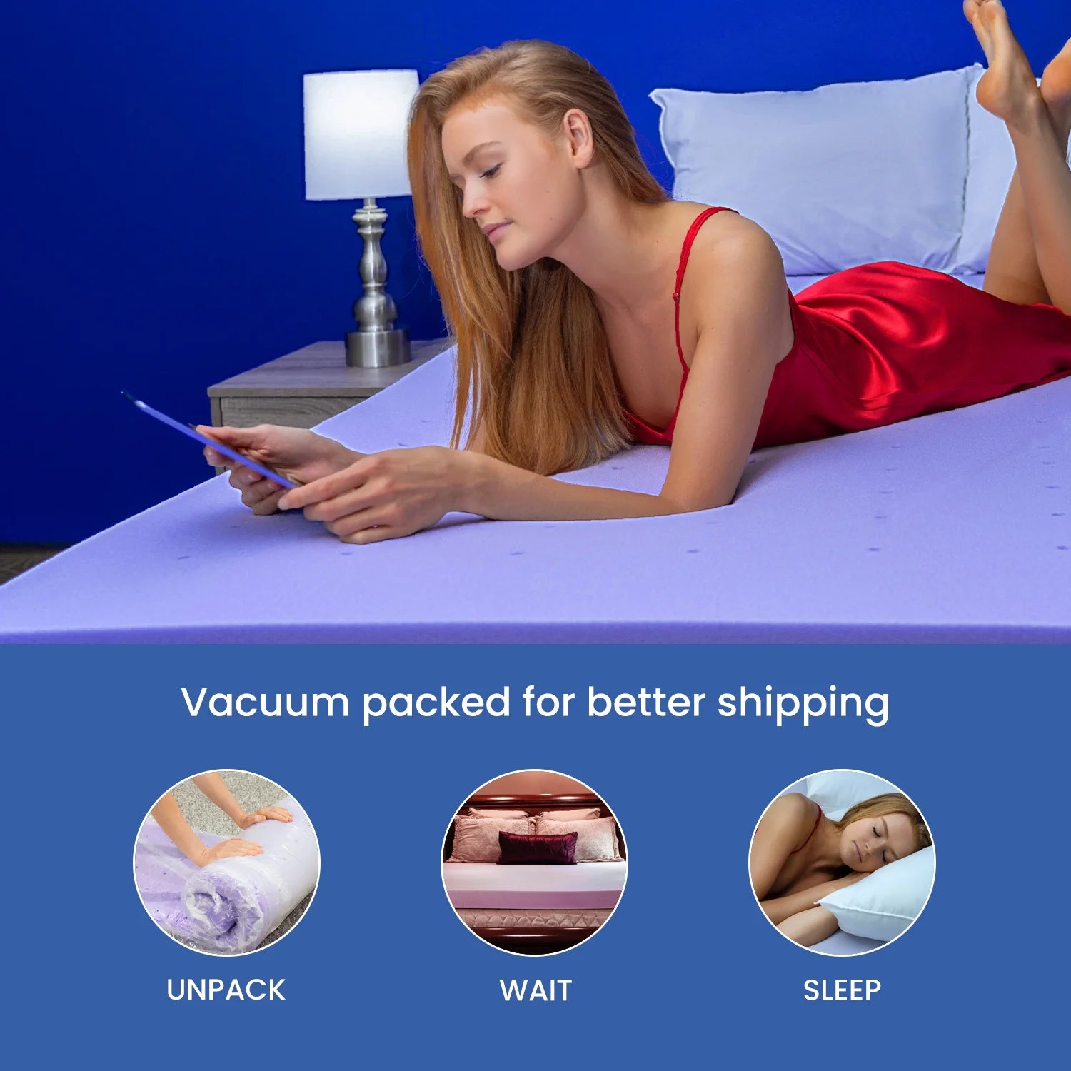 3 Inch King Memory Foam Mattress Topper, Relaxing Infused Lavender Scent, Extra Soft, Ventilated Air Flow