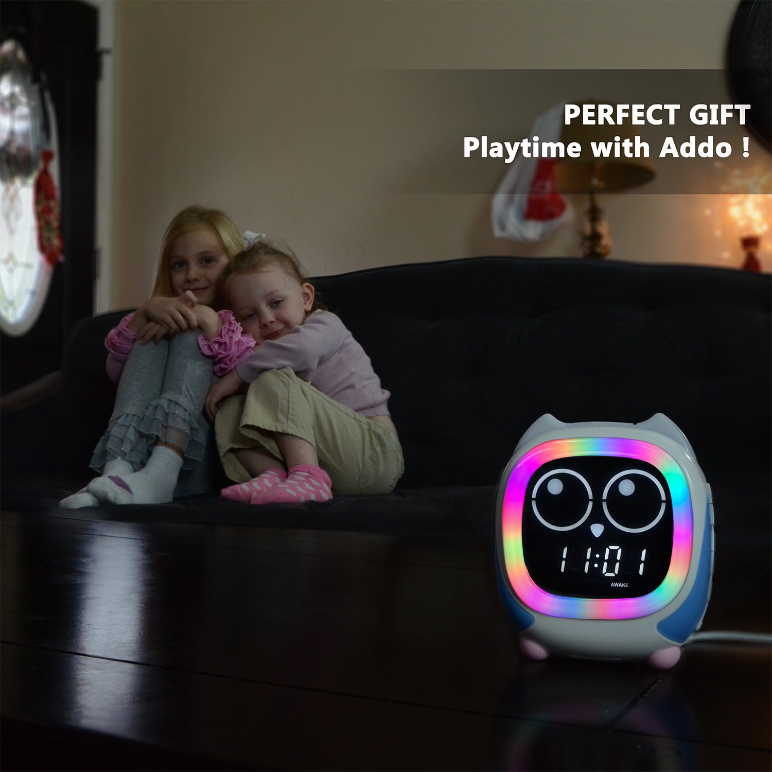Addo Kids Alarm Clock,Sunrise/Sunset Simulation Bedside Lamp, Grow Children'S Clock Trainer,White Noise Sleep Sounds Wake up Clock Owl  CKS912