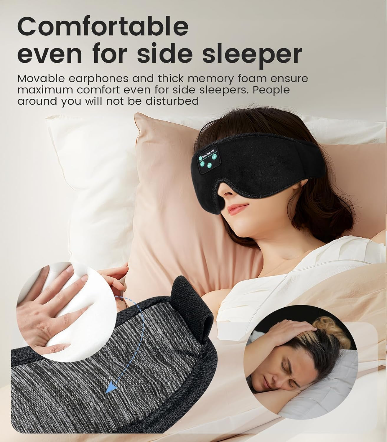 Bluetooth Sleep Mask,  Sleep Mask with Bluetooth Headphones, Sleeping Headphones for Side Sleepers Travel Yoga, Cool Tech Gadgets Unique Gift for Valentine'S Mother'S Day Birthday Christmas