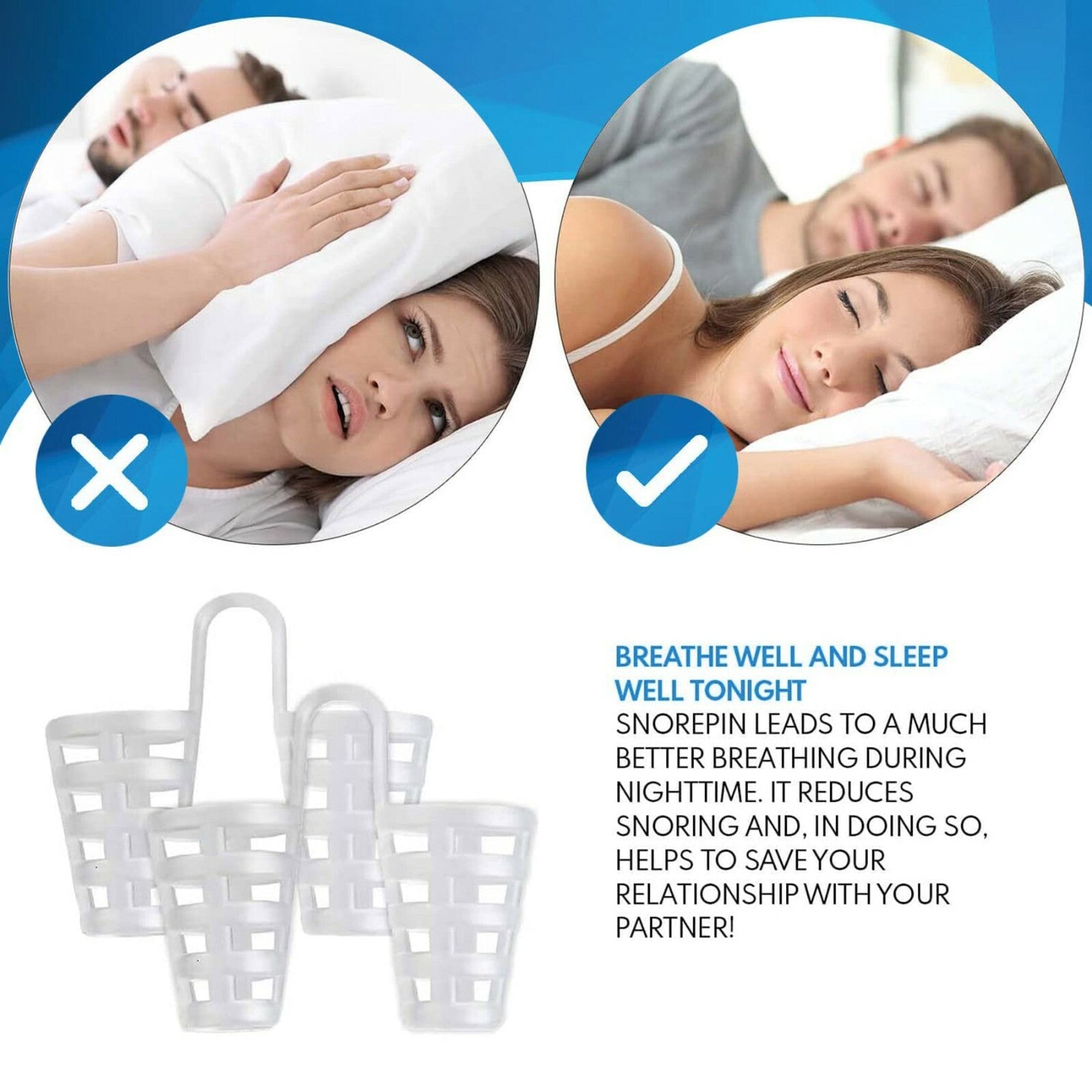 4PCS anti Snore Nose Clip Stop Snoring Stopper Device Sleep Aids Cones Vent