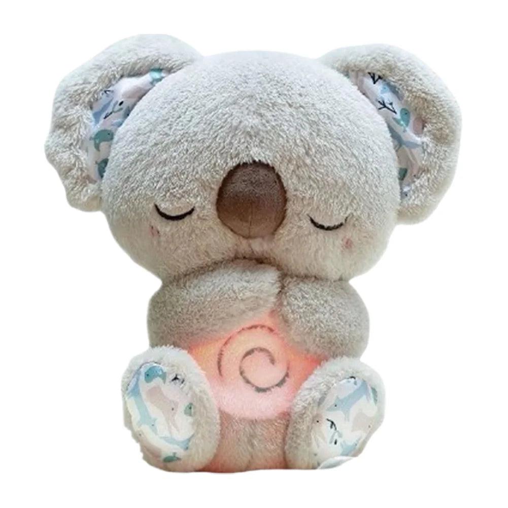 Sleeping Koala Plush Stuffed Toy- Soothing Koala Plush Breathing with Sensory Details Music Lights & Rhythmic Breathing Motion For