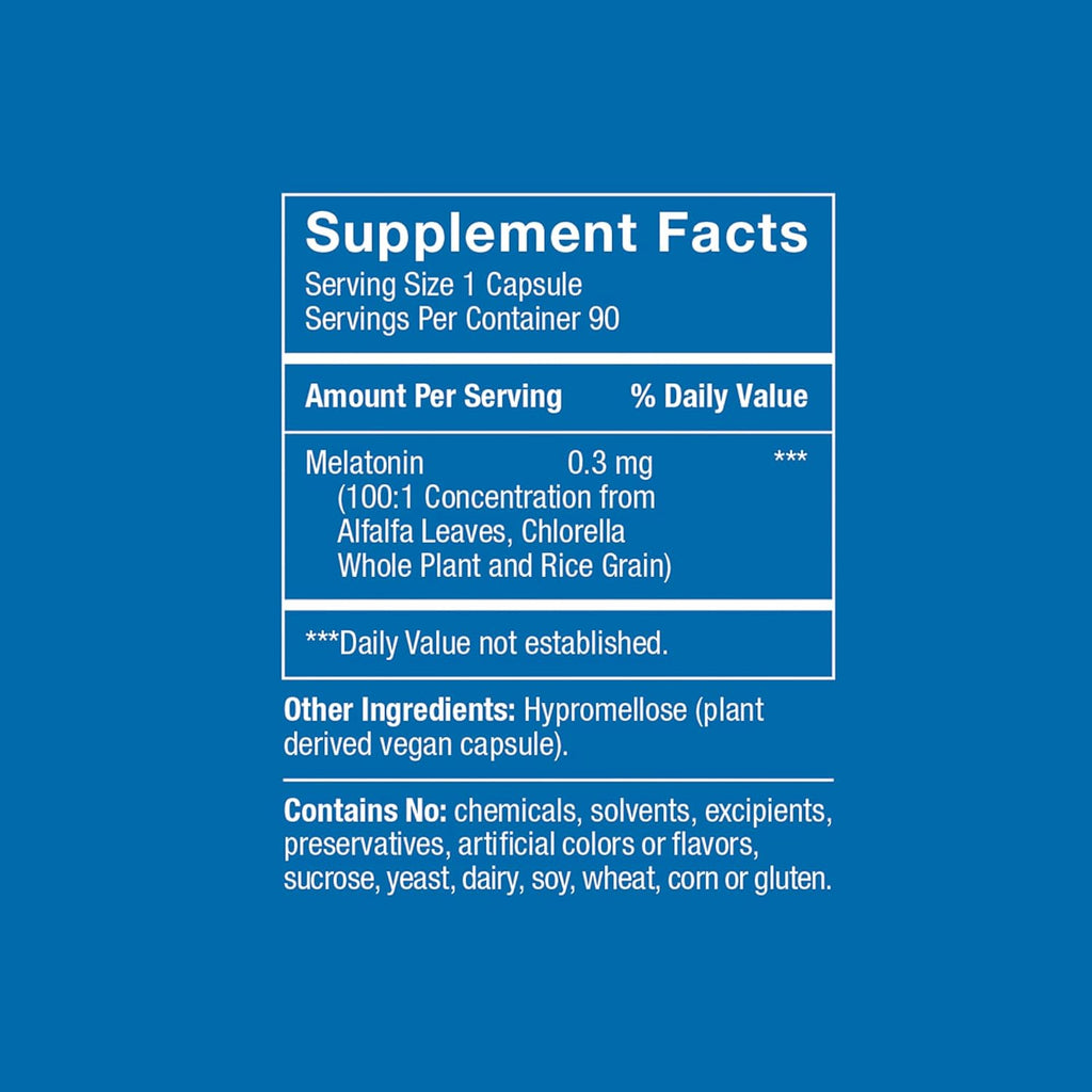 ® 0.3 Mg – the First Plant-Based, Natural Melatonin Supplement (Phyto-Melatonin) - Low Dose Sleep Aid, Supports Circadian Rhythm & Cellular Health – 180 Capsules (180 Day Supply)