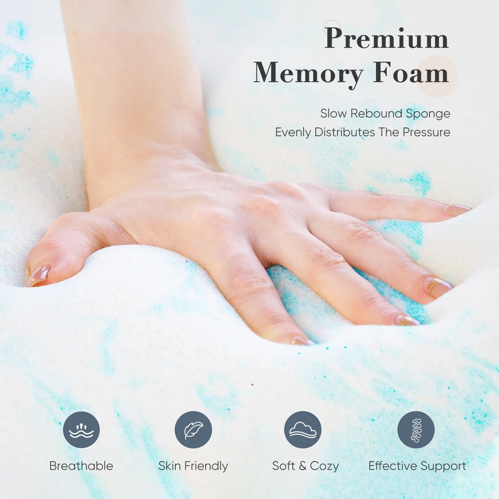 2" Cooling Gel Memory Foam Mattress Topper - Queen, Back Pain Relief, Cool Sleep