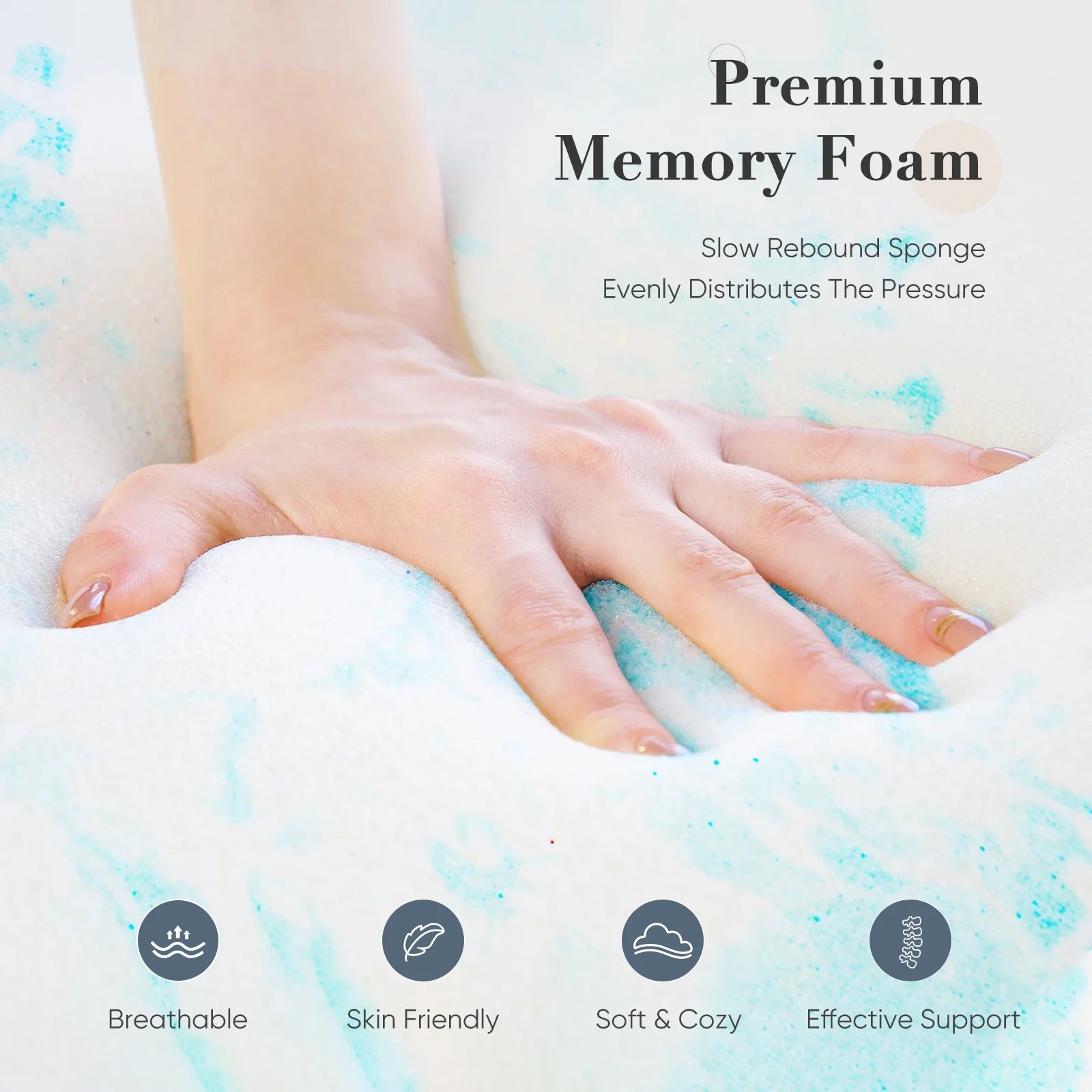 2" Cooling Gel Memory Foam Mattress Topper - Queen, Back Pain Relief, Cool Sleep