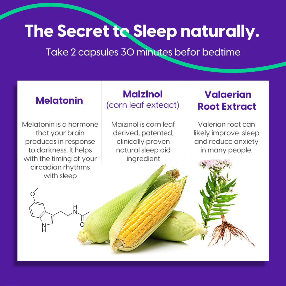 Natural Dreams - Natural Sleep Aid, Non-Habit Forming Sleep Supplement W/ Valerian Root Extract, Melatonin, & Maizinol, 30 Ct