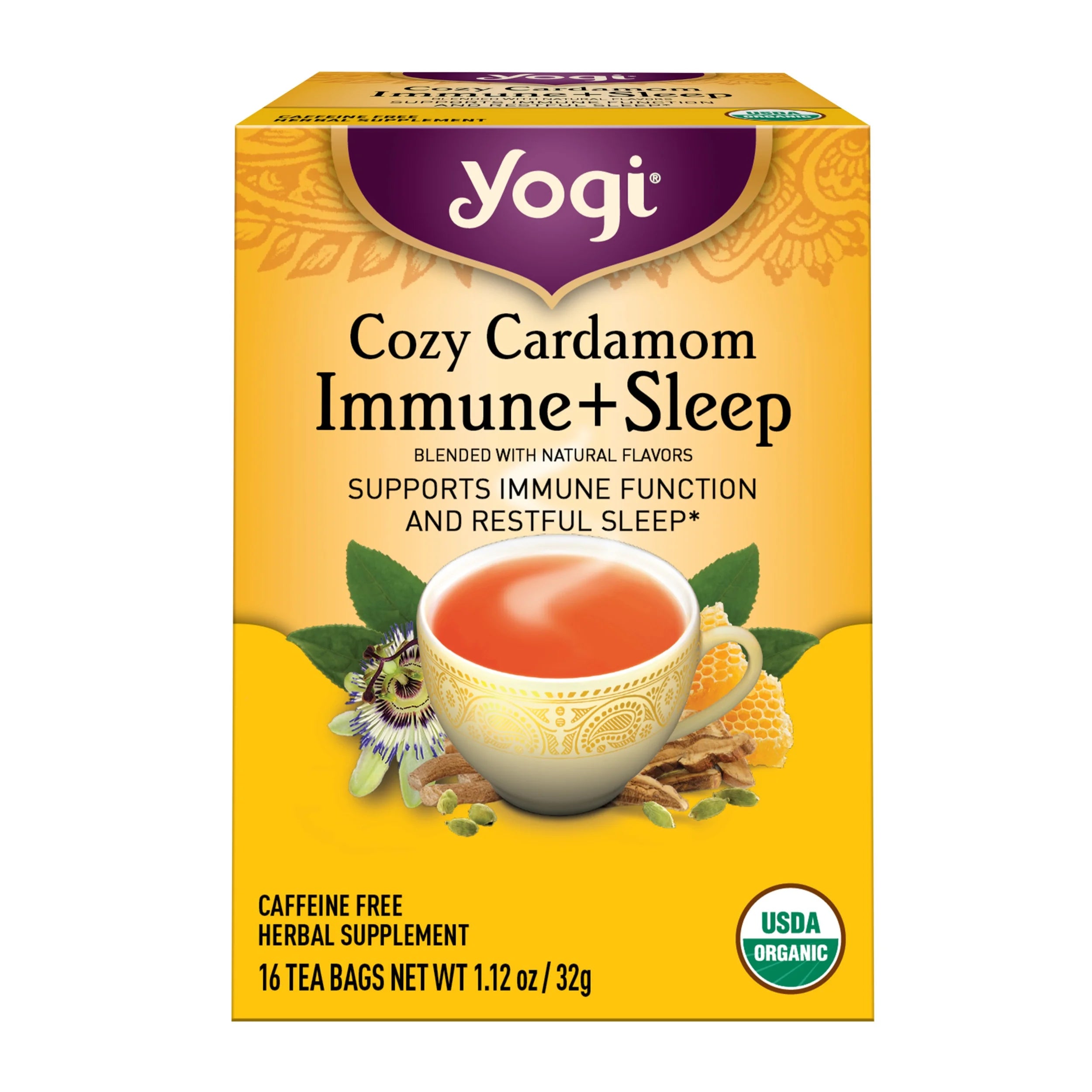 Tea Cozy Cardamom Immune plus Sleep, Herbal Tea Bags, 16 Count