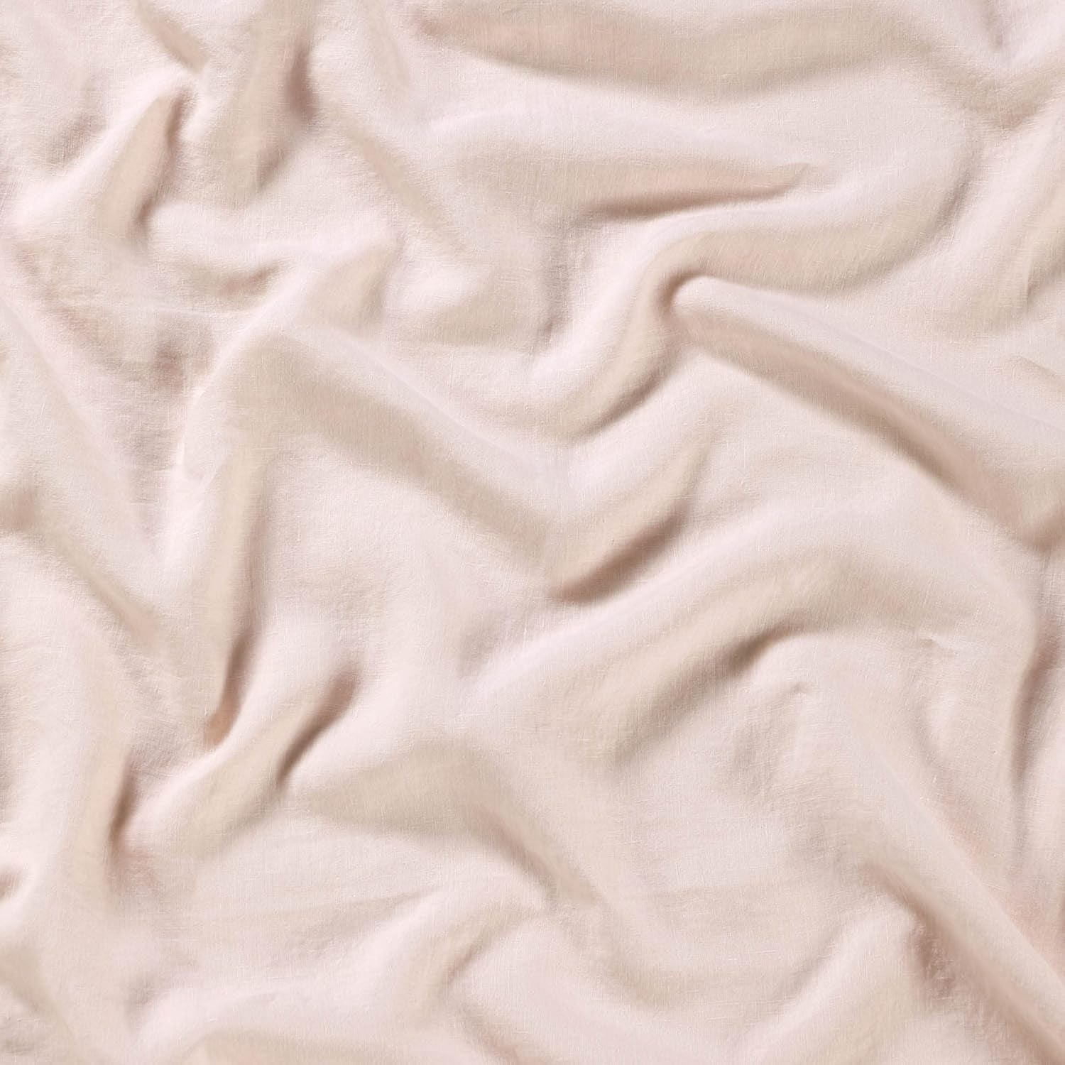 Stone Washed Organic French Linen Bed Sheet Set, GOTS Certified Organic, Best Cooling Linen Sheet Award by Sleep Foundation, 1 Flat Sheet Only (Blush, Full/Queen)