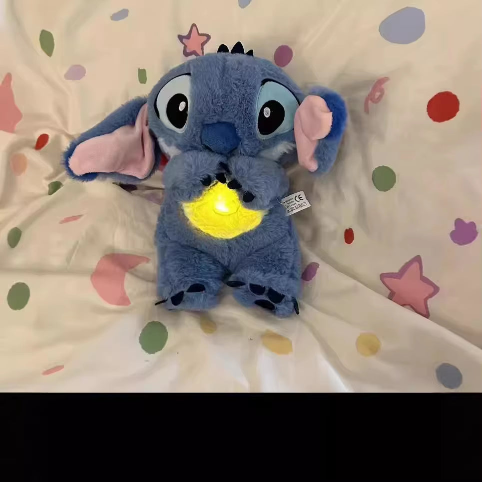 Stitch Anime Plush Doll with Lighting Music Airbag Kawaii Appease Toy Baby to Soothe Sleep Peluche for Kids Gift