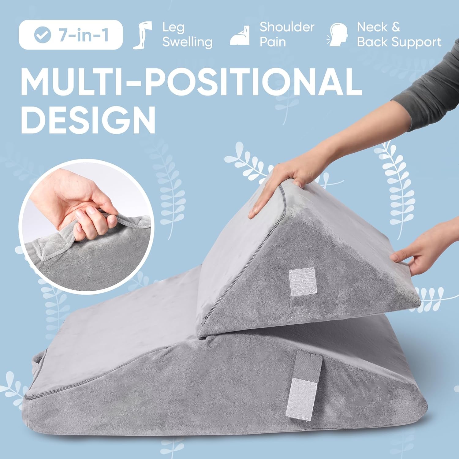 Allsett Health Adjustable Bed Wedge Pillow for Sleep Apnea, 7 in 1 Body Position