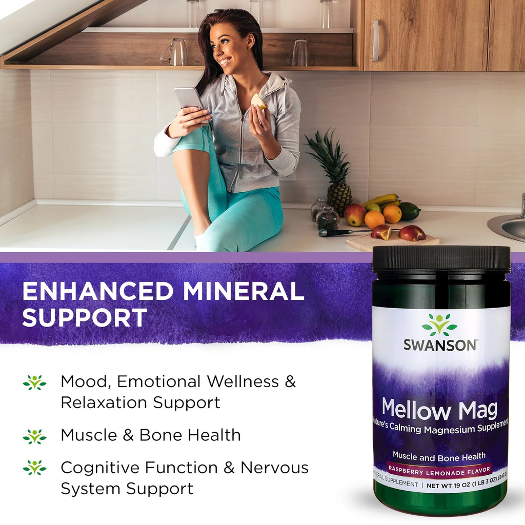 Mellow Mag Calming Anti-Stress Drink Mix Powder, Raspberry Lemonade, 19 Oz