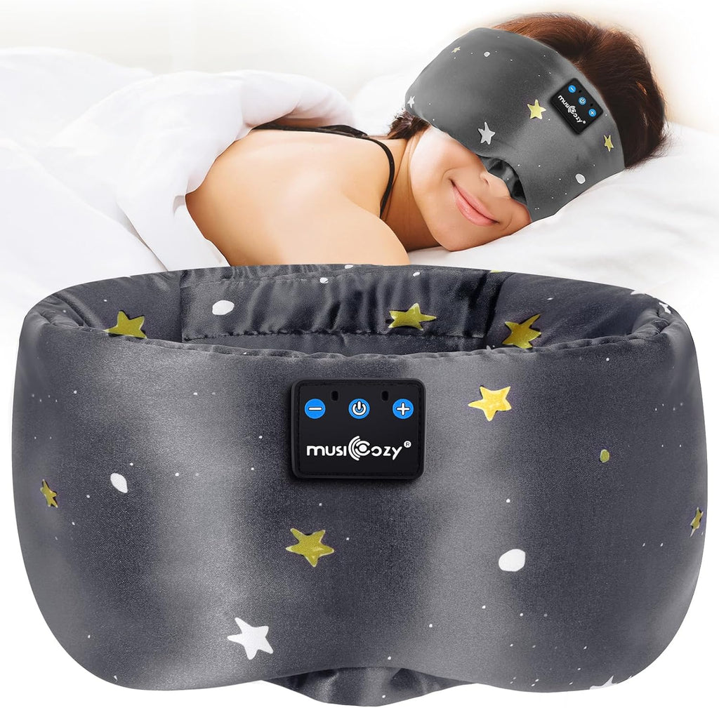 Mulberry Silk Bluetooth Sleep Mask with HD Stereo Sound, Wireless Sleep Headband Headphones for Side Sleepers, Adjustable Size, Total Light Blocking, Perfect for Travel Relaxation Sleep