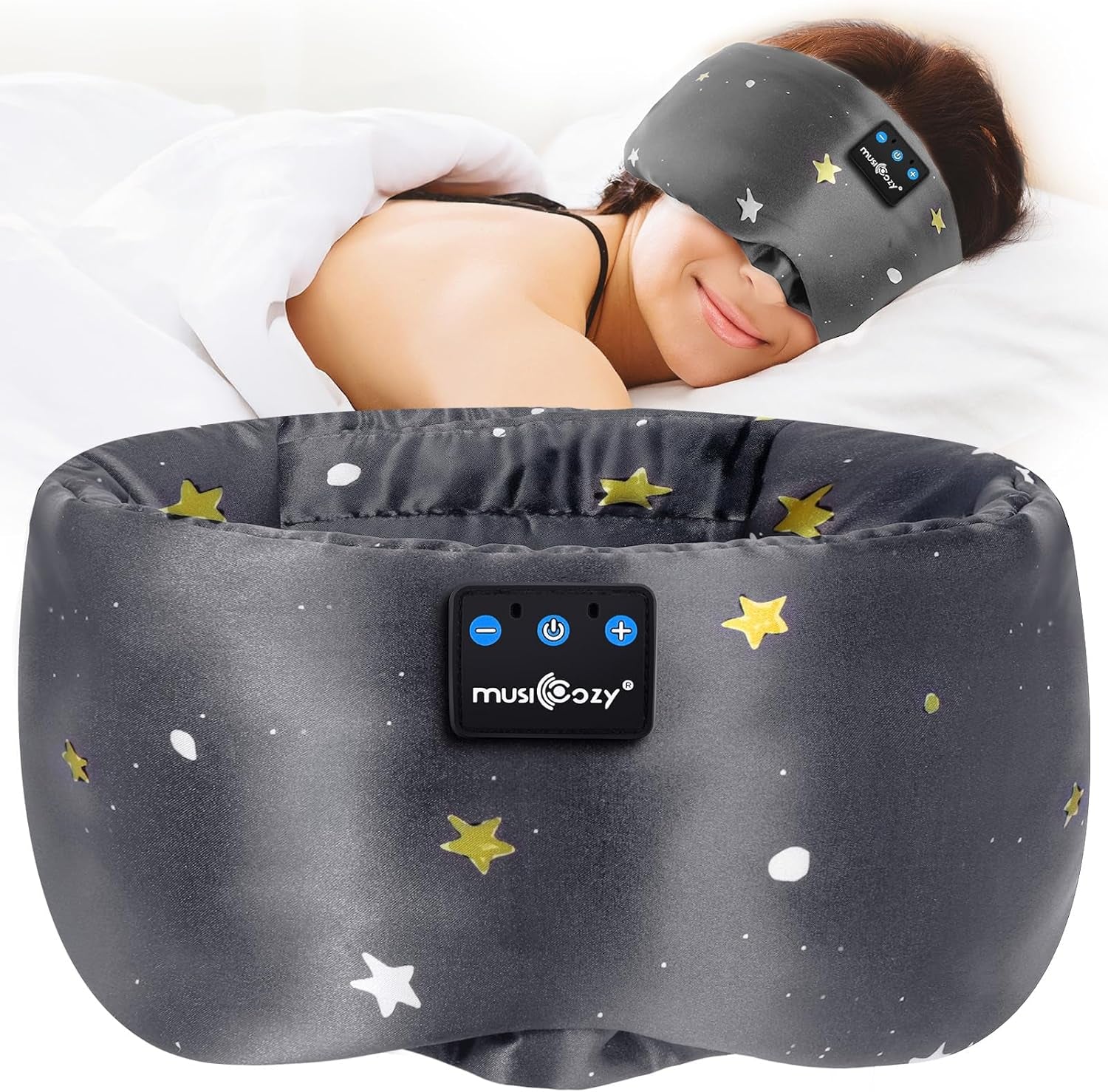 Mulberry Silk Bluetooth Sleep Mask with HD Stereo Sound, Wireless Sleep Headband Headphones for Side Sleepers, Adjustable Size, Total Light Blocking, Perfect for Travel Relaxation Sleep