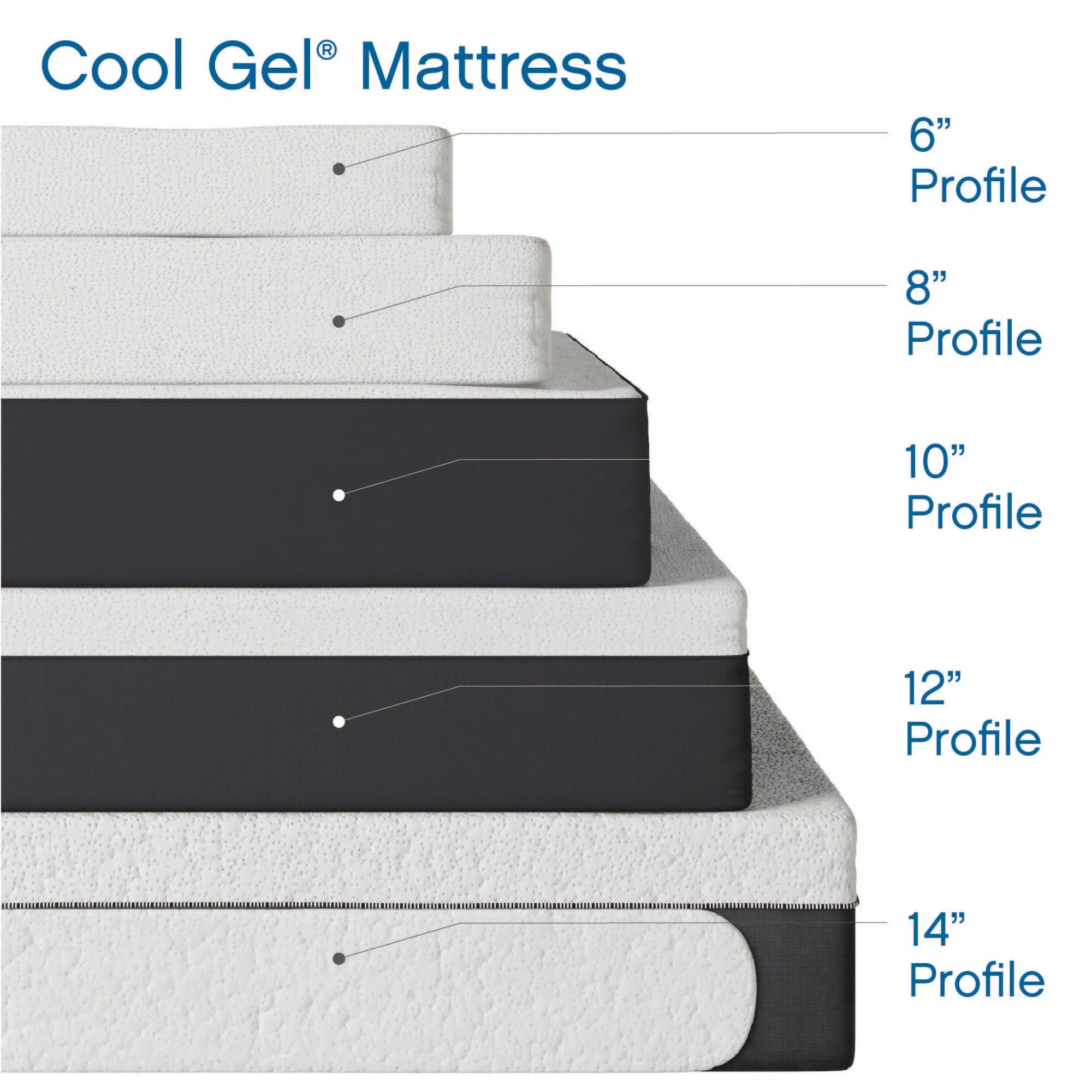 14" King Medium Tight Top Gel Memory Foam Mattress with 2 Bonus Pillows