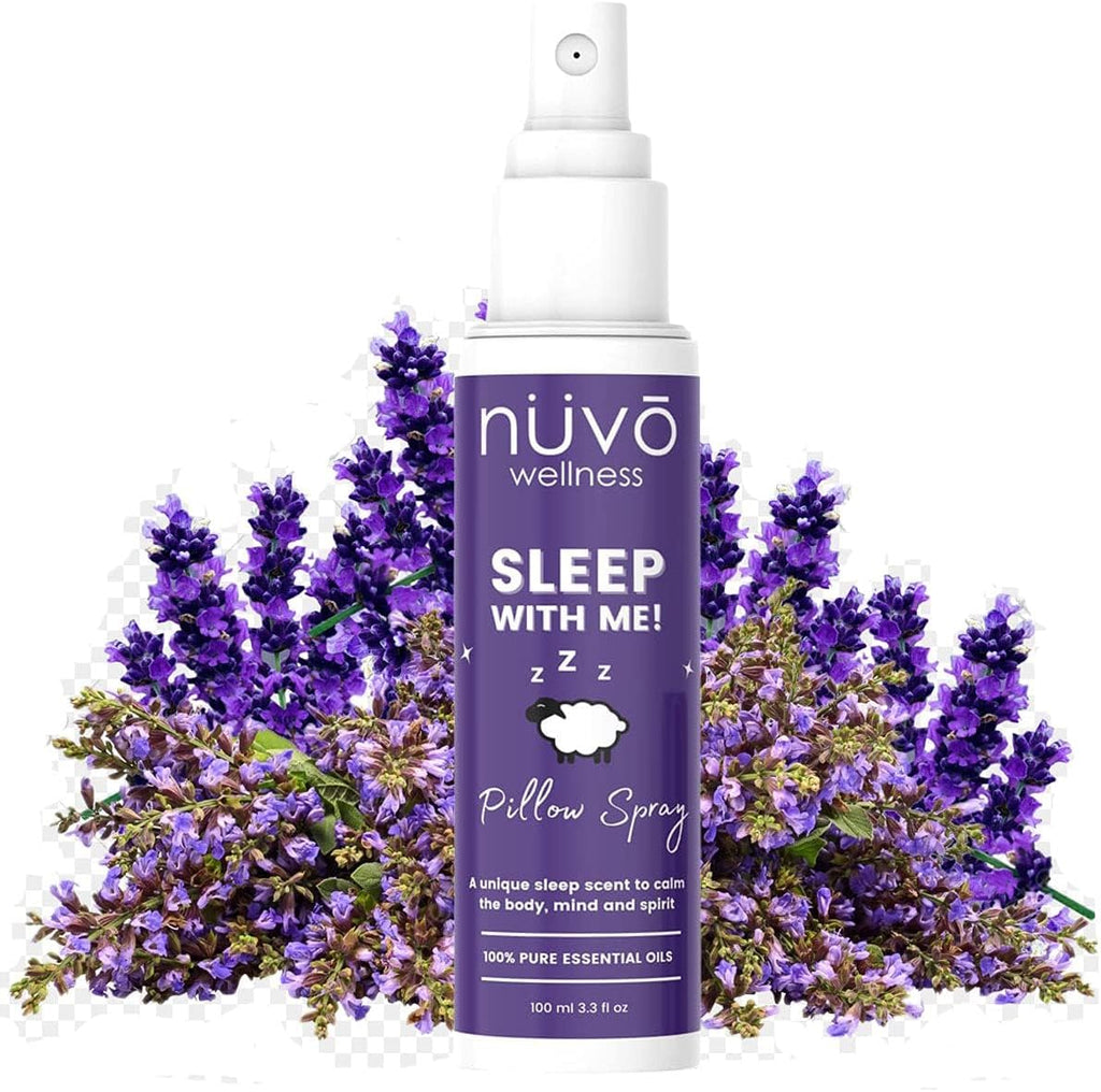 NUVO WELLNESS Premium Sleep Spray Made with Therapeutic Essential Oils - Deep Sleep Pillow Spray Mist with Lavender and Chamomile - Sleep Spray for Pillows - 4 Oz Bottle
