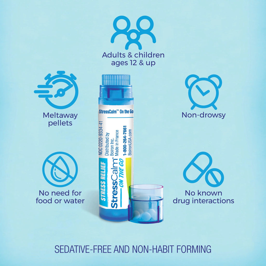 Stresscalm on the Go, Homeopathic Medicine for Stress Relief, Reduces Nervous Tension, Calms Mind & Body, 2 X 80 Pellets