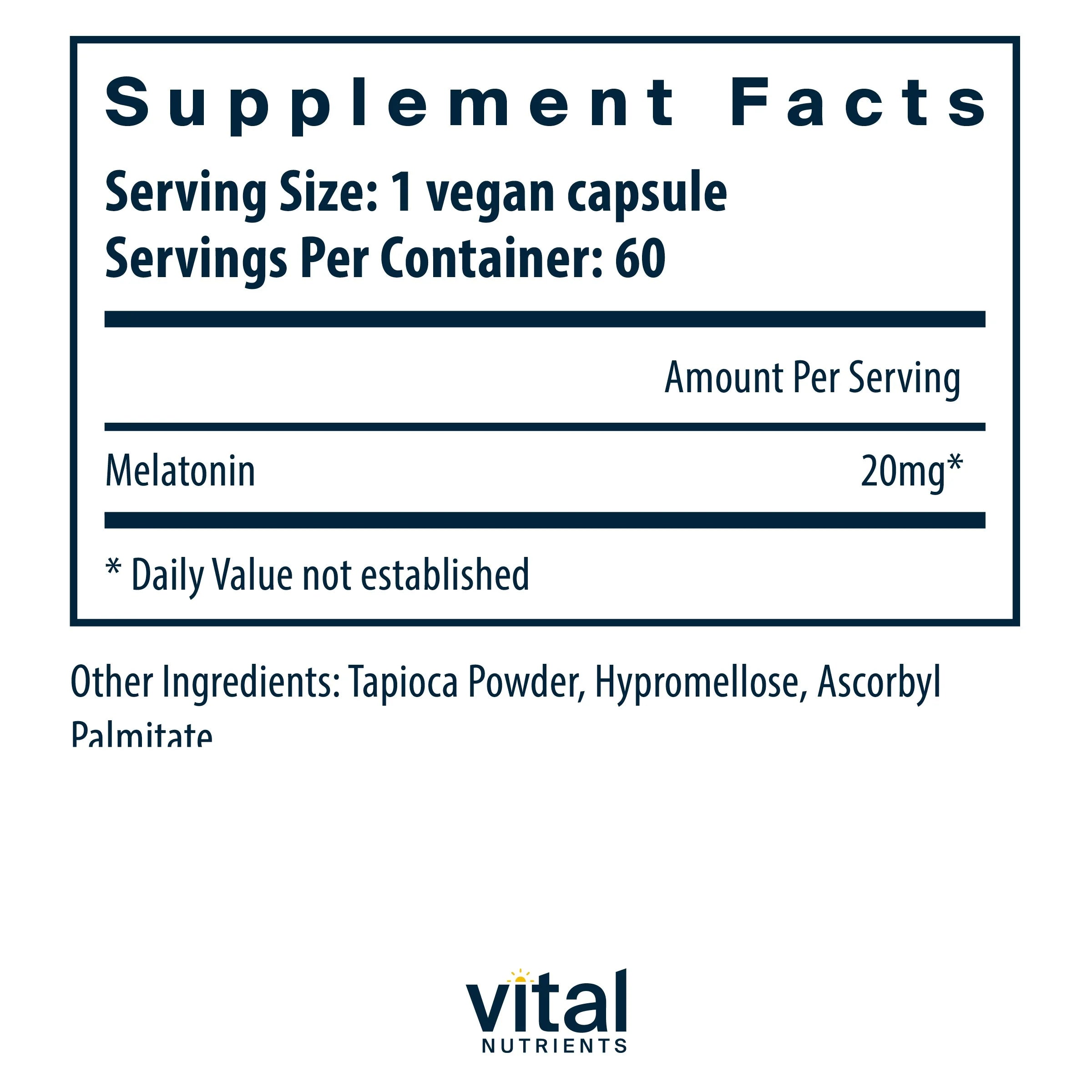- Melatonin (Melatonina) - Sleeping Aid - Supports the Body'S Natural Sleep Cycle - 60 Capsules per Bottle - 20Mg