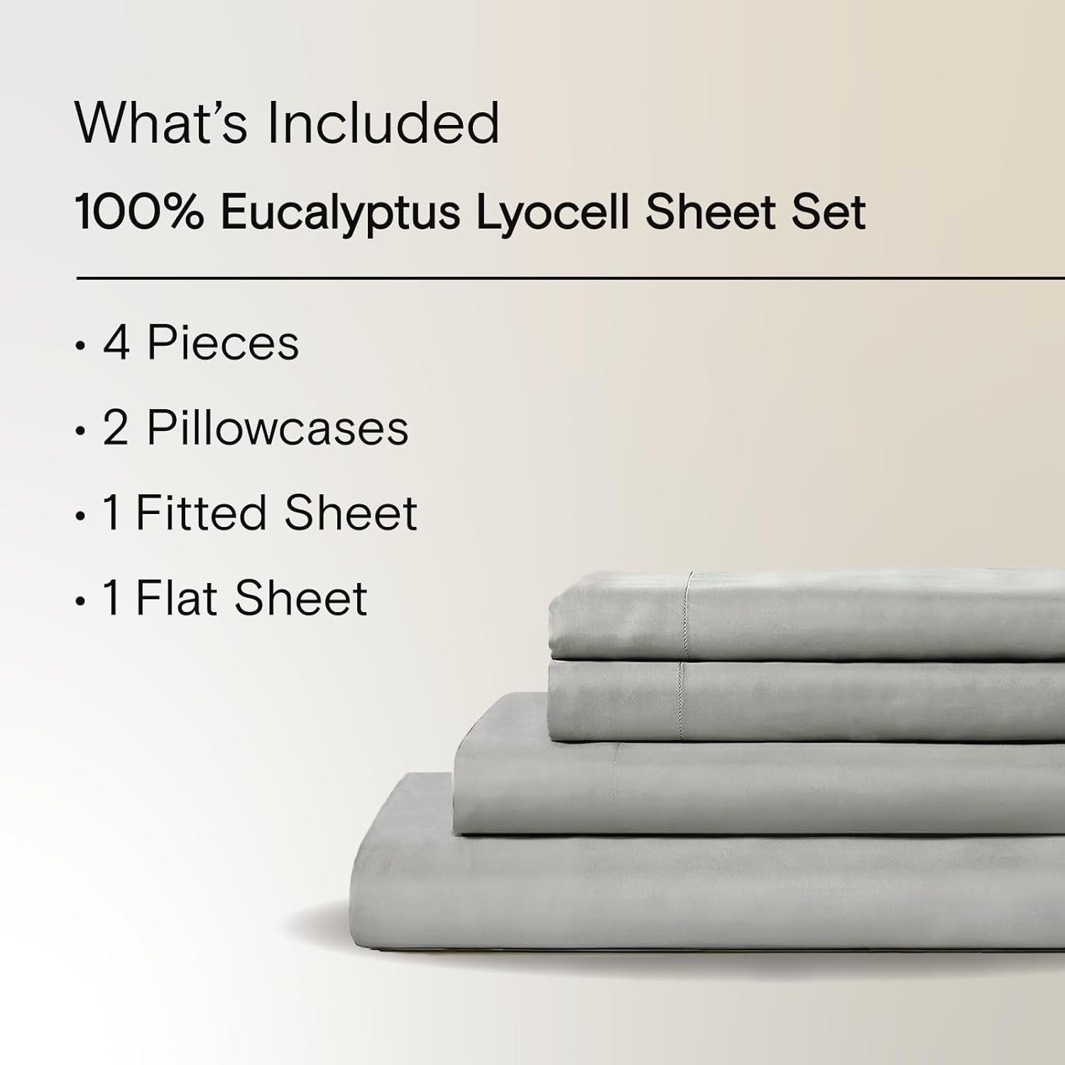 Airyweight Tencel Sheet Set, 100% Lyocell Derived from Eucalyptus, Buttery Soft, Architectural Digest 2022 Best Cooling Sheets Winner - 4Pc - 2 Pillowcases 1 Fitted 1 Top (Dove, Queen)