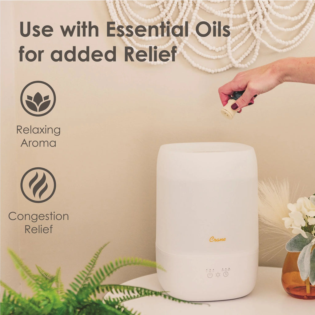 Top Fill Cool Mist Humidifier - 1 Gallon with Sleep Support Light & Essential Oil Tray