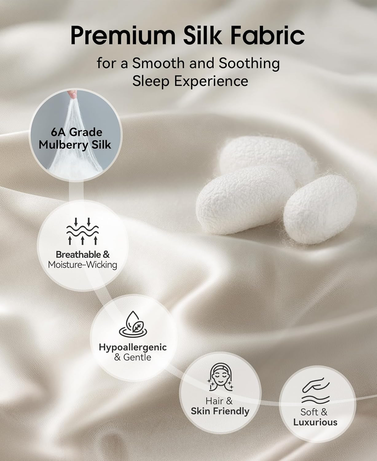 Mulberry Silk Bluetooth Sleep Mask with HD Stereo Sound, Wireless Sleep Headband Headphones for Side Sleepers, Adjustable Size, Total Light Blocking, Perfect for Travel Relaxation Sleep