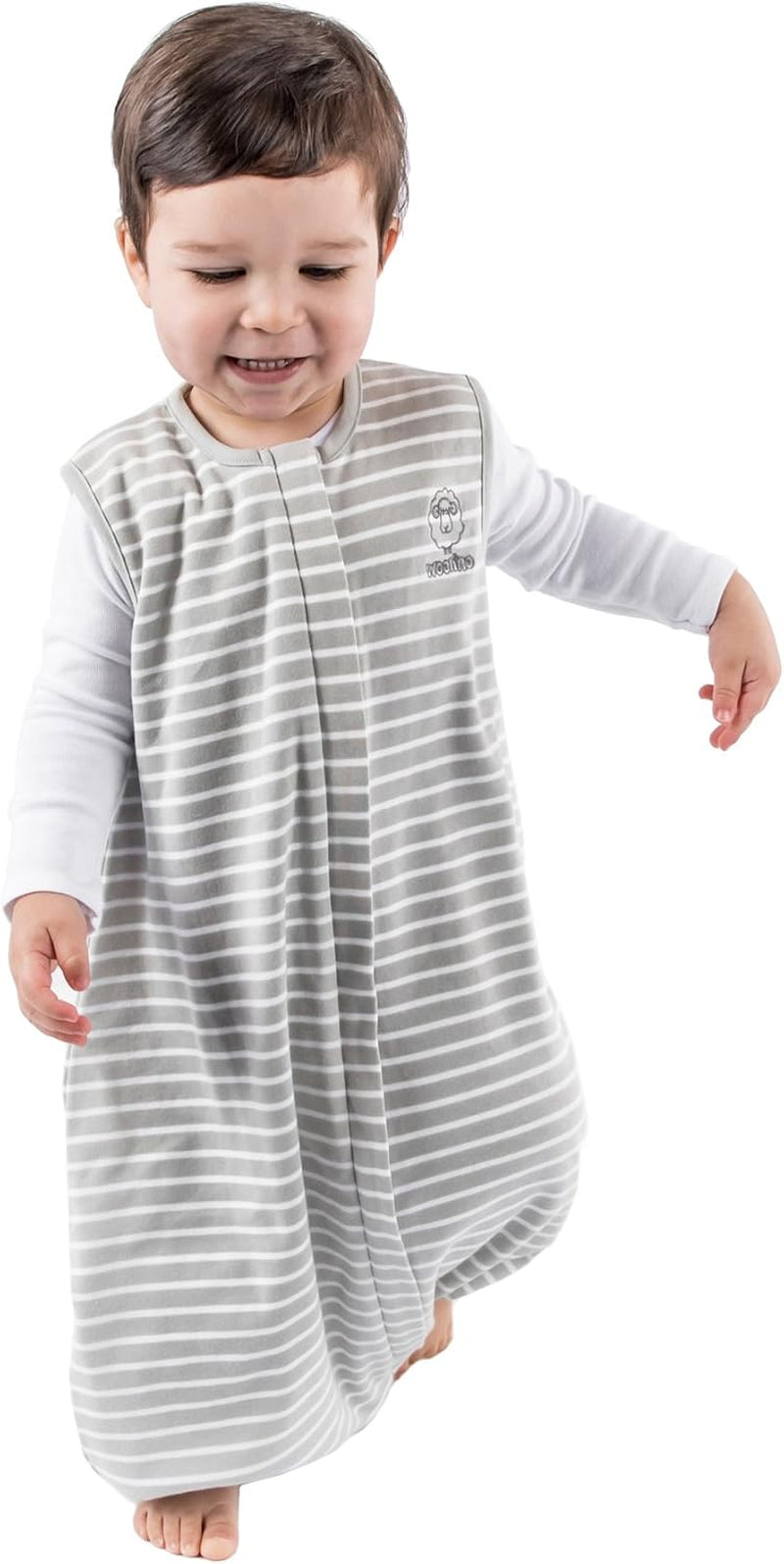 4 Season Baby Sleep Bag with Feet, Merino Wool and Organic Cotton Walker Sleep Bag Sack, Toddler Sleeping Bag, 18-36M, Gray
