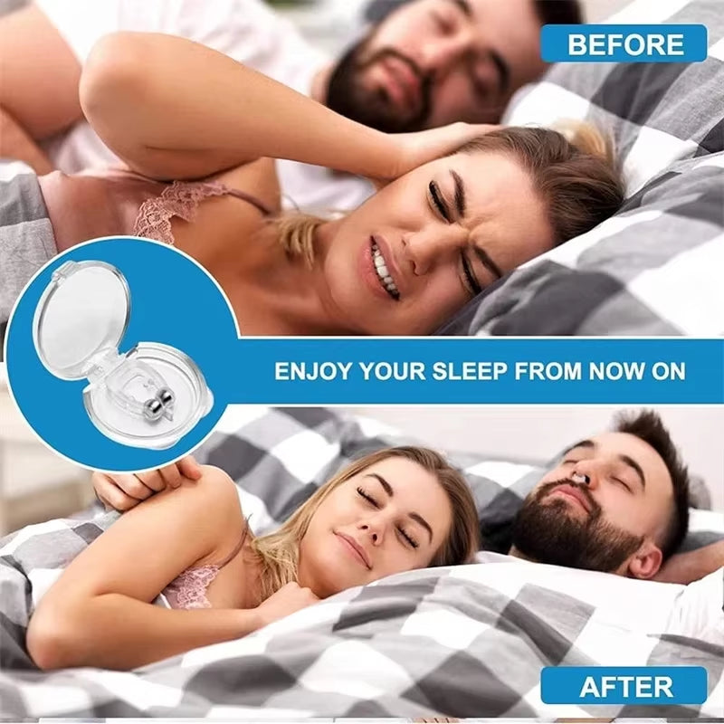 Silicone Magnetic anti Snore Stop Snoring Nose Clip Sleep Tray Sleeping Aid Apnea Guard Night Device with Case Nose Clip Men'S