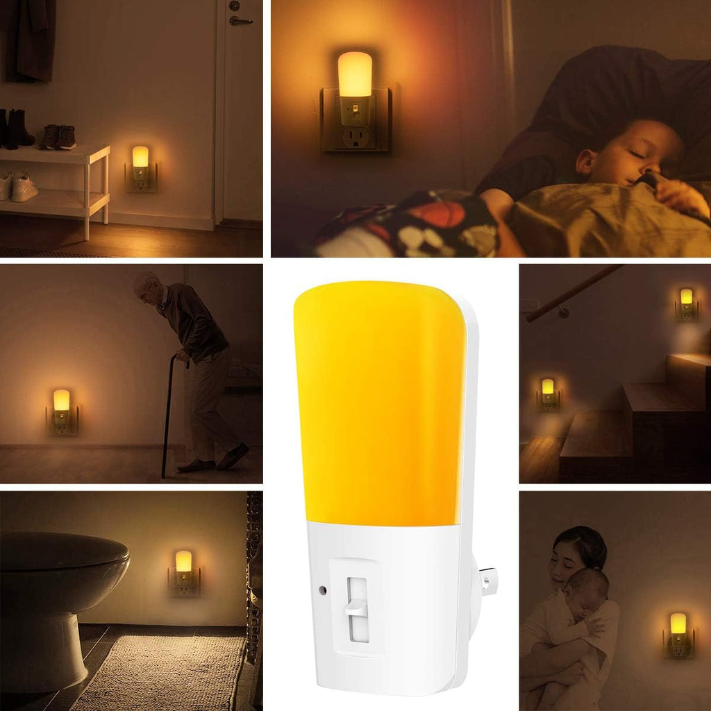 Katalamp LED Amber Night Light with Sleep Aid, No Blue Light, Dusk to Dawn Sensor, Wall Plug in Night Lights, 5-80LM Night Light for Bedroom, Hallway, Kitchen, Stairway, Nursery 2 Pack