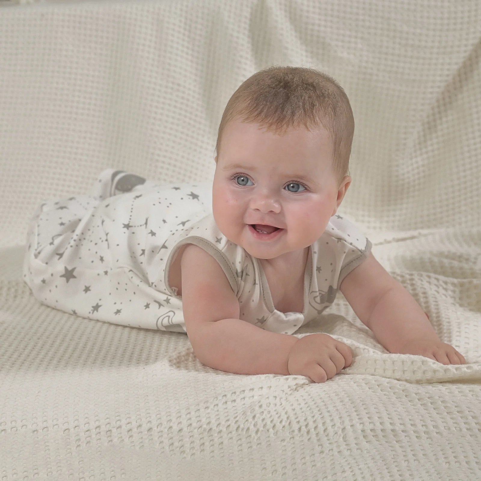 Sleep Sack Organic Cotton Wearable Blanket for Infants Boys Girls, Toddler Sleep Bag with 2-Way Zipper, Grey Planet and Star, Large (12-18 Month)