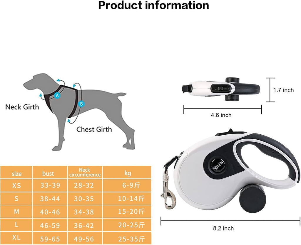 No Pull Dog Harness Handle Puppy Harness and Leash Set Dog Harness for Small Medium Large Dogs No Pull 5M/16.4Ft Leash No-Choke Dog Vest S/M/L/XL