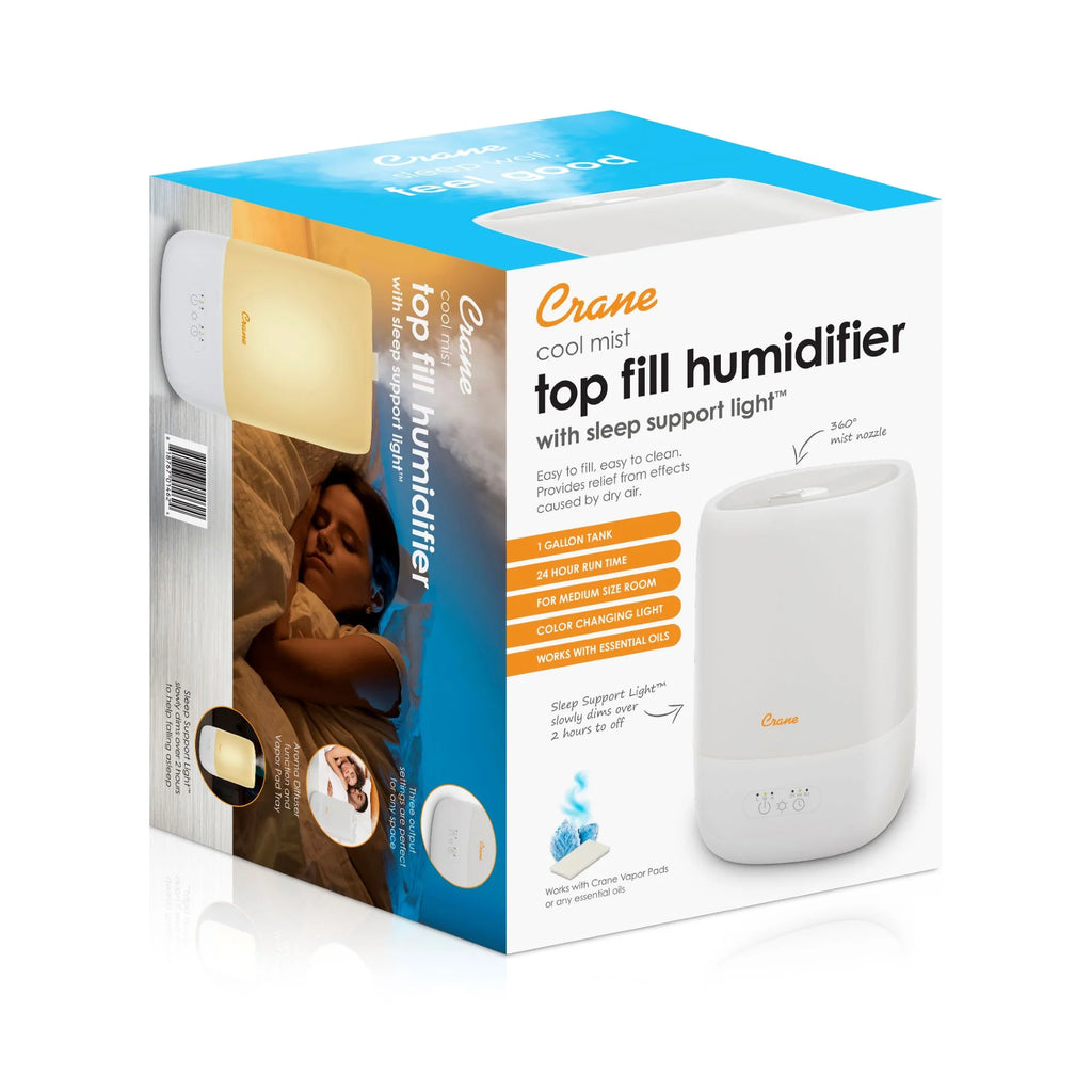 Top Fill Cool Mist Humidifier - 1 Gallon with Sleep Support Light & Essential Oil Tray