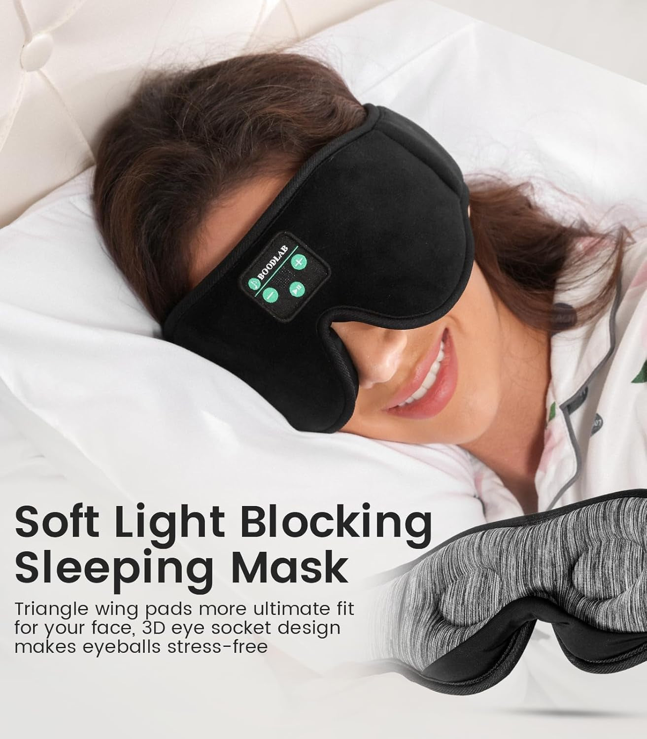Bluetooth Sleep Mask,  Sleep Mask with Bluetooth Headphones, Sleeping Headphones for Side Sleepers Travel Yoga, Cool Tech Gadgets Unique Gift for Valentine'S Mother'S Day Birthday Christmas
