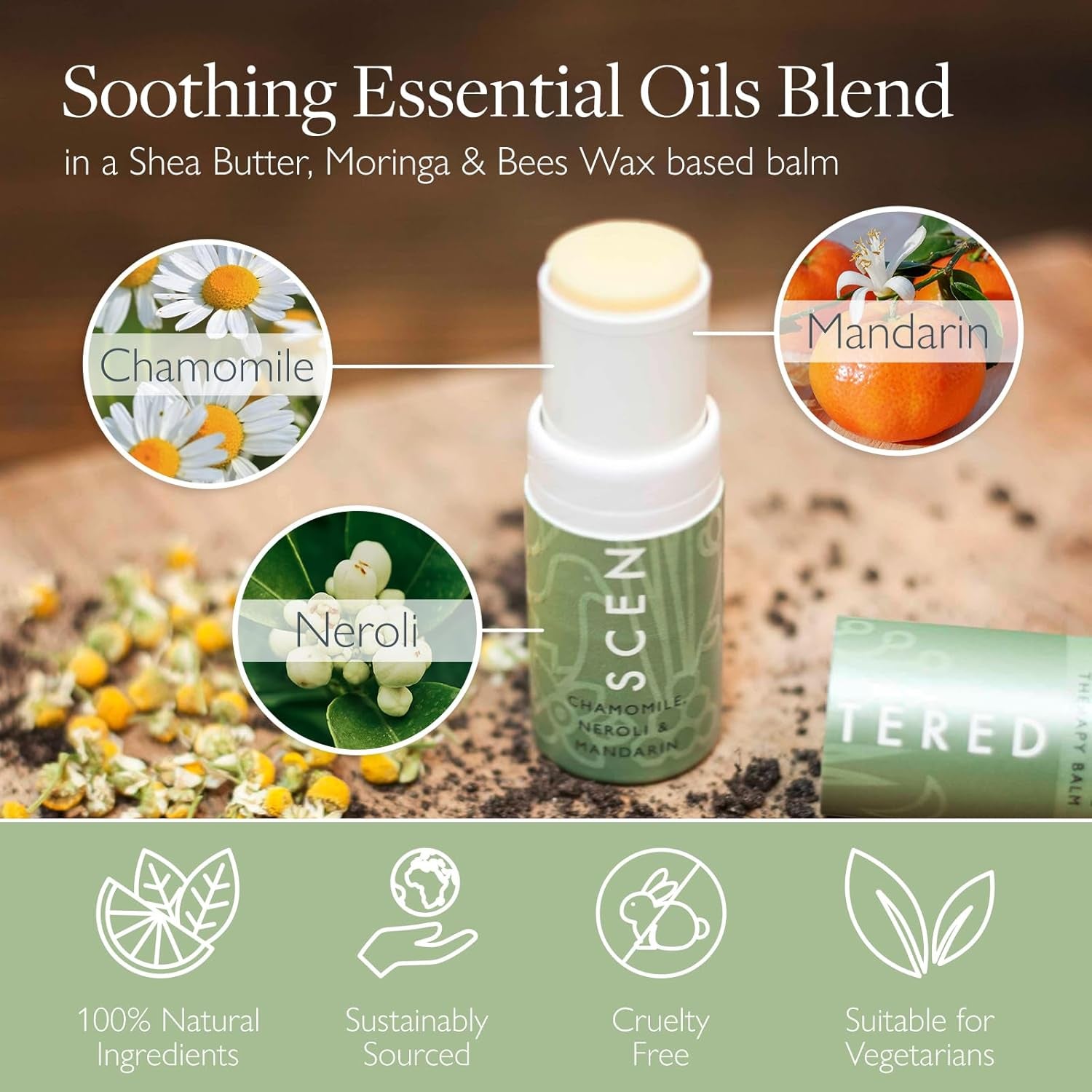 De-Stress Balm – Aromatherapy Stress Stick with Chamomile & Rosemary – Natural Self-Care Essential Oil Roll on – Relaxation Gift for Stress Relief