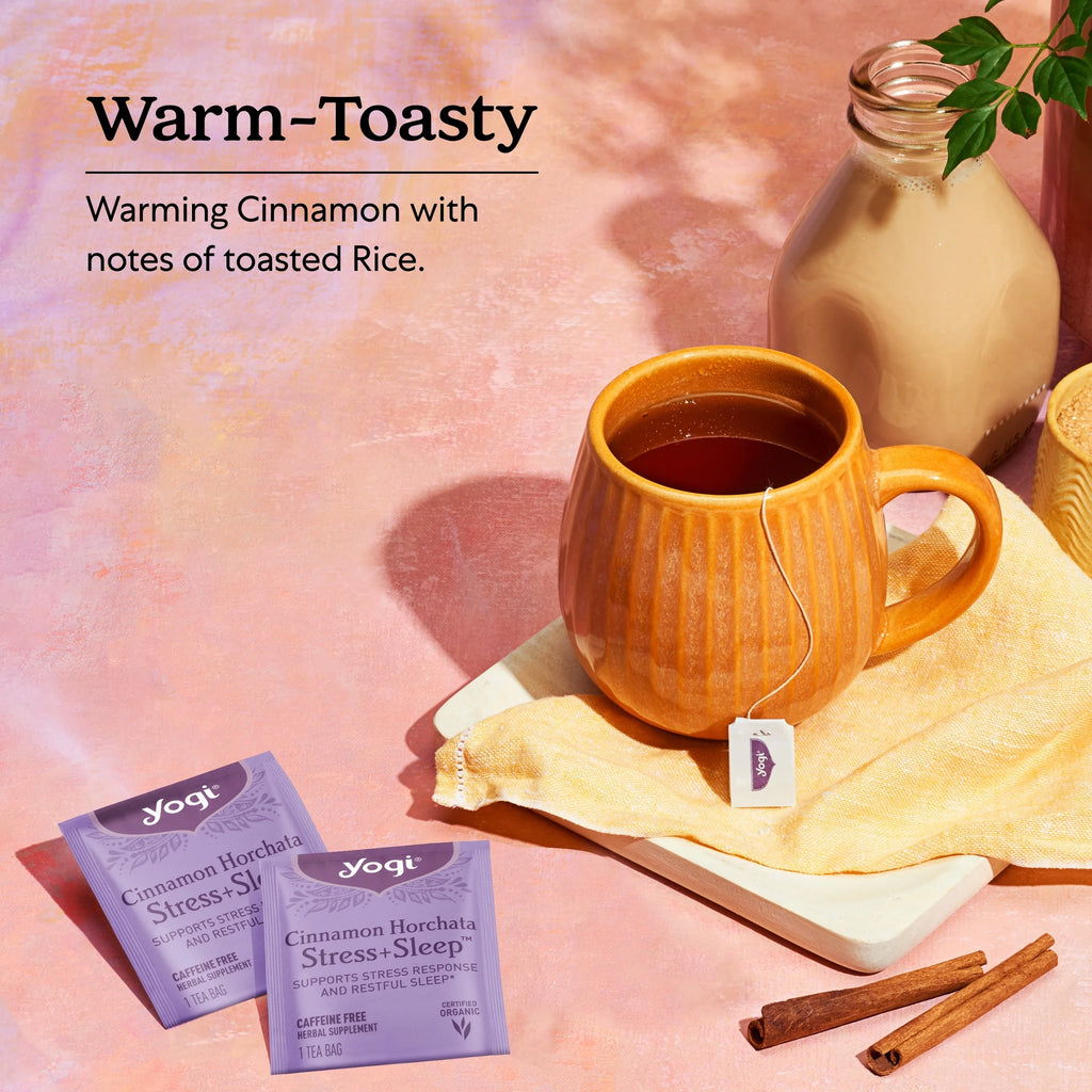 Tea Cinnamon Horchata Stress + Sleep, Caffeine-Free Herbal Tea Bags, 16 Count