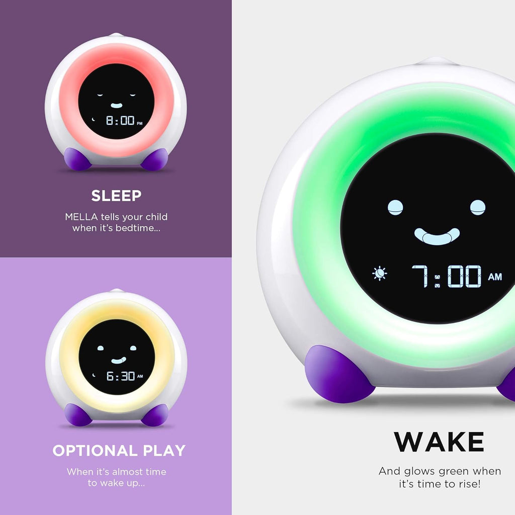 Mella: Kids Alarm Clock, Ready to Rise Children'S Sleep Trainer, Night Light, Sound Machine and OK to Wake for Toddlers and Kids - Bright Purple (Updated 2025)