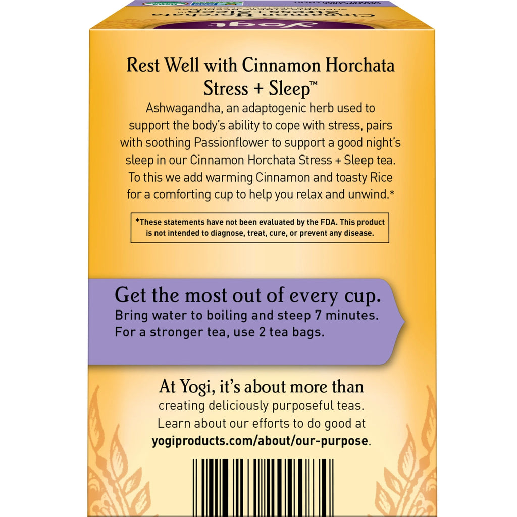 Tea Cinnamon Horchata Stress + Sleep, Caffeine-Free Herbal Tea Bags, 16 Count