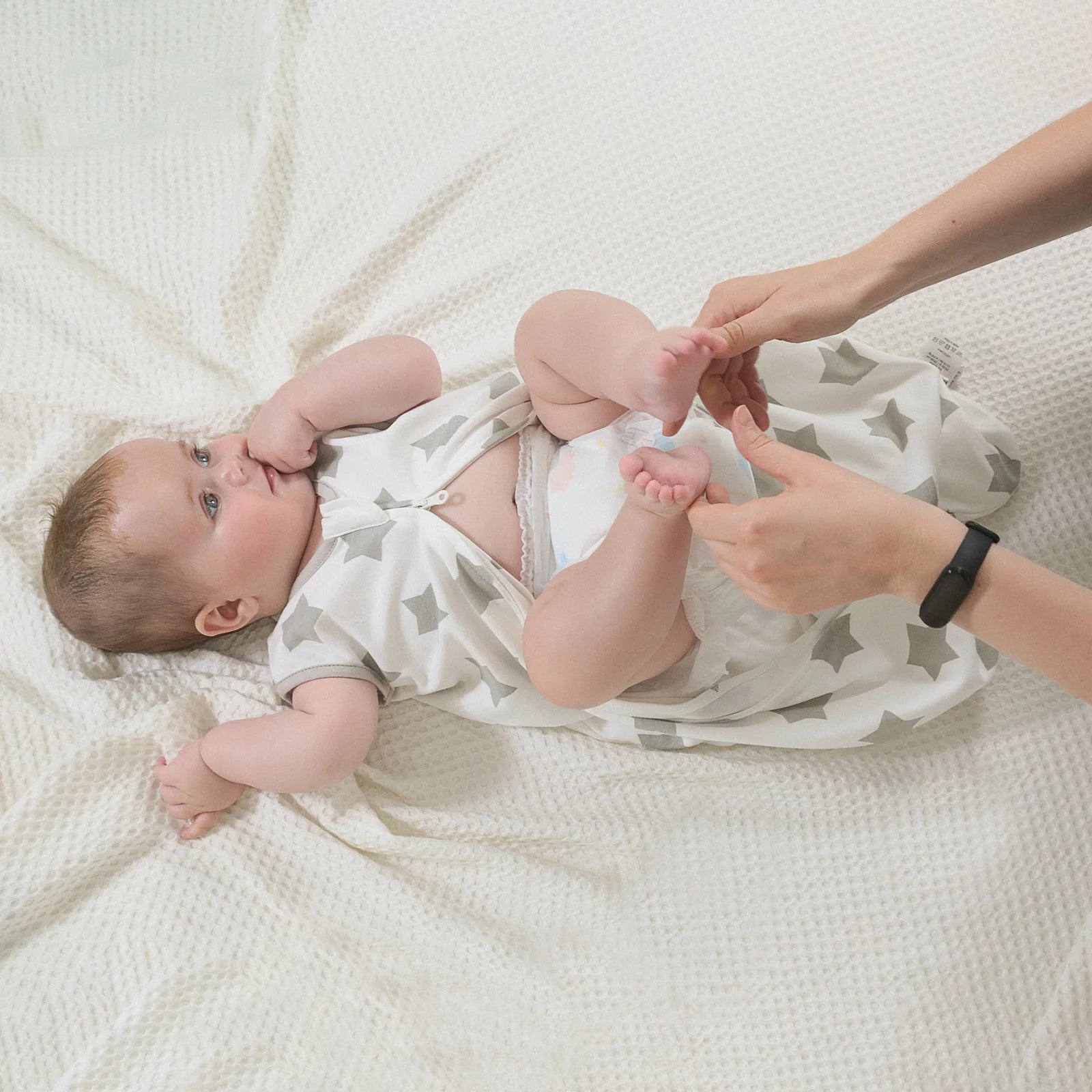 Sleep Sack Organic Cotton Wearable Blanket for Infants Boys Girls, Toddler Sleep Bag with 2-Way Zipper, Grey Planet and Star, Large (12-18 Month)