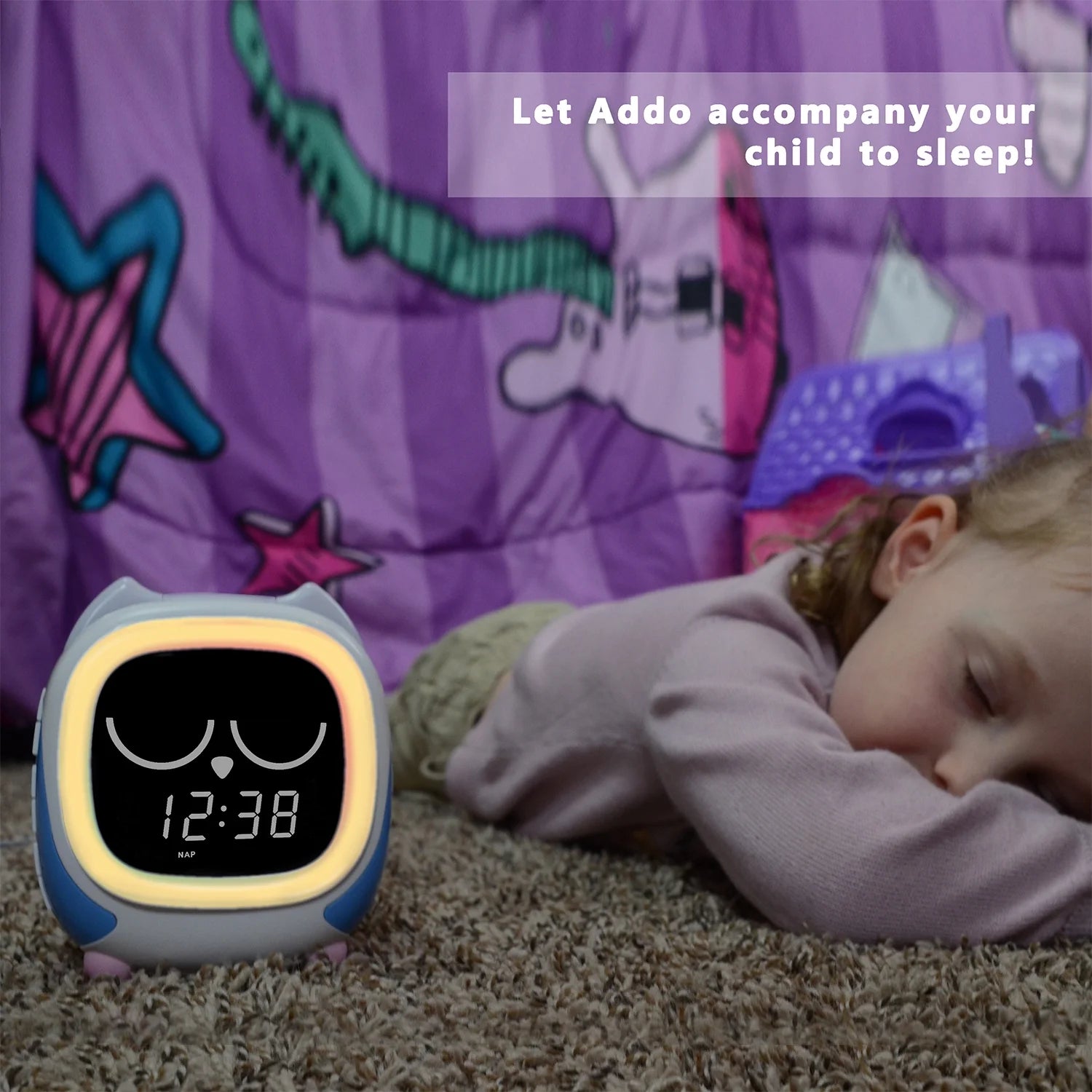 Addo Kids Alarm Clock,Sunrise/Sunset Simulation Bedside Lamp, Grow Children'S Clock Trainer,White Noise Sleep Sounds Wake up Clock Owl  CKS912