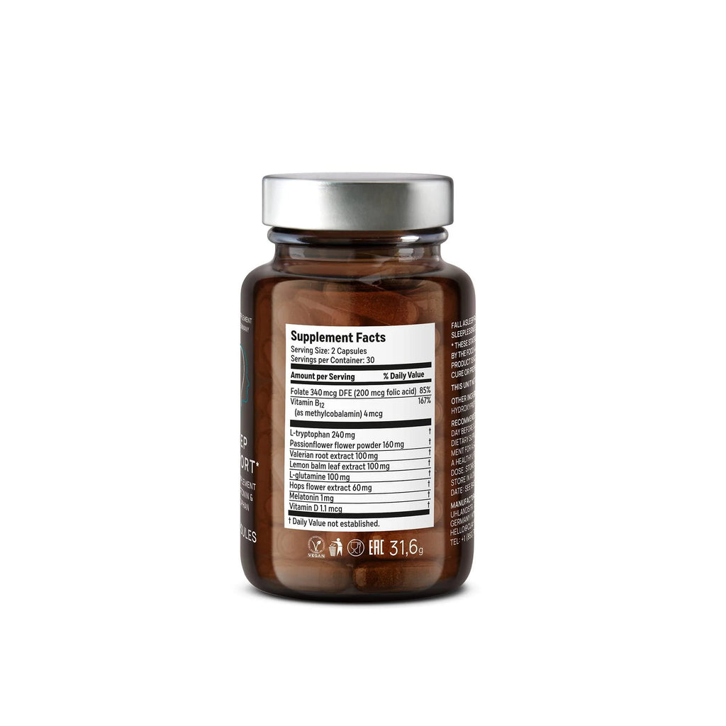 Natural Sleep Support with Melatonin 1 Mg L Tryptophan Passionflower Valerian