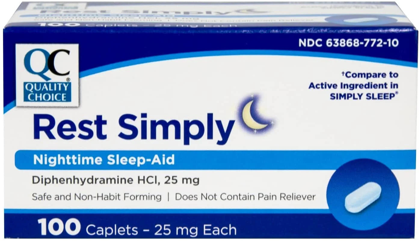 Rest Simply Nighttime Sleep Aid Caplets 100 Ct - Pack of 5