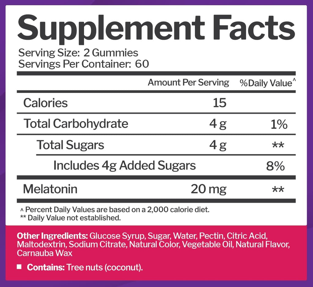 Melatonin 20Mg Gummies for Adults (120 Count) - Maximum Strength Sleep