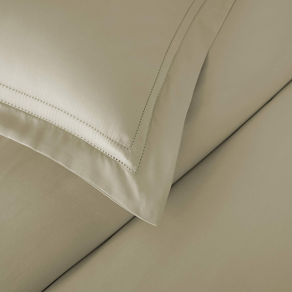 Luxury Duvet Cover Set 100% Certified Egyptian Cotton, Cool Breathable Ultra Soft Double Hem-Stitched Sateen Weave, Hidden Zipper Closure 1 Duvet Cover and 2 Pillow Shams (Tan, King)