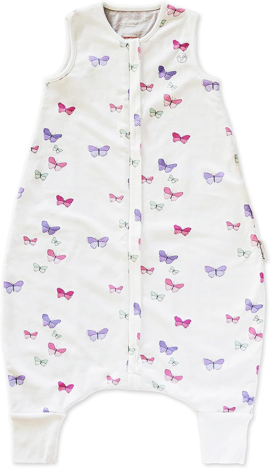4 Season Baby Sleeping Sack with Feet, Merino Wool and Organic Cotton Walker Sleep Sack, Toddler Sleeping Bag, 18-36M, Butterfly