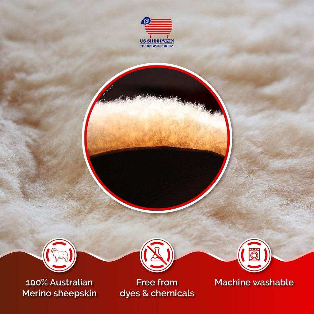 Medical Sheepskin Pelt Pads for Bedsores and Pressure Sores, Large Size (38” X 24” X 1”)