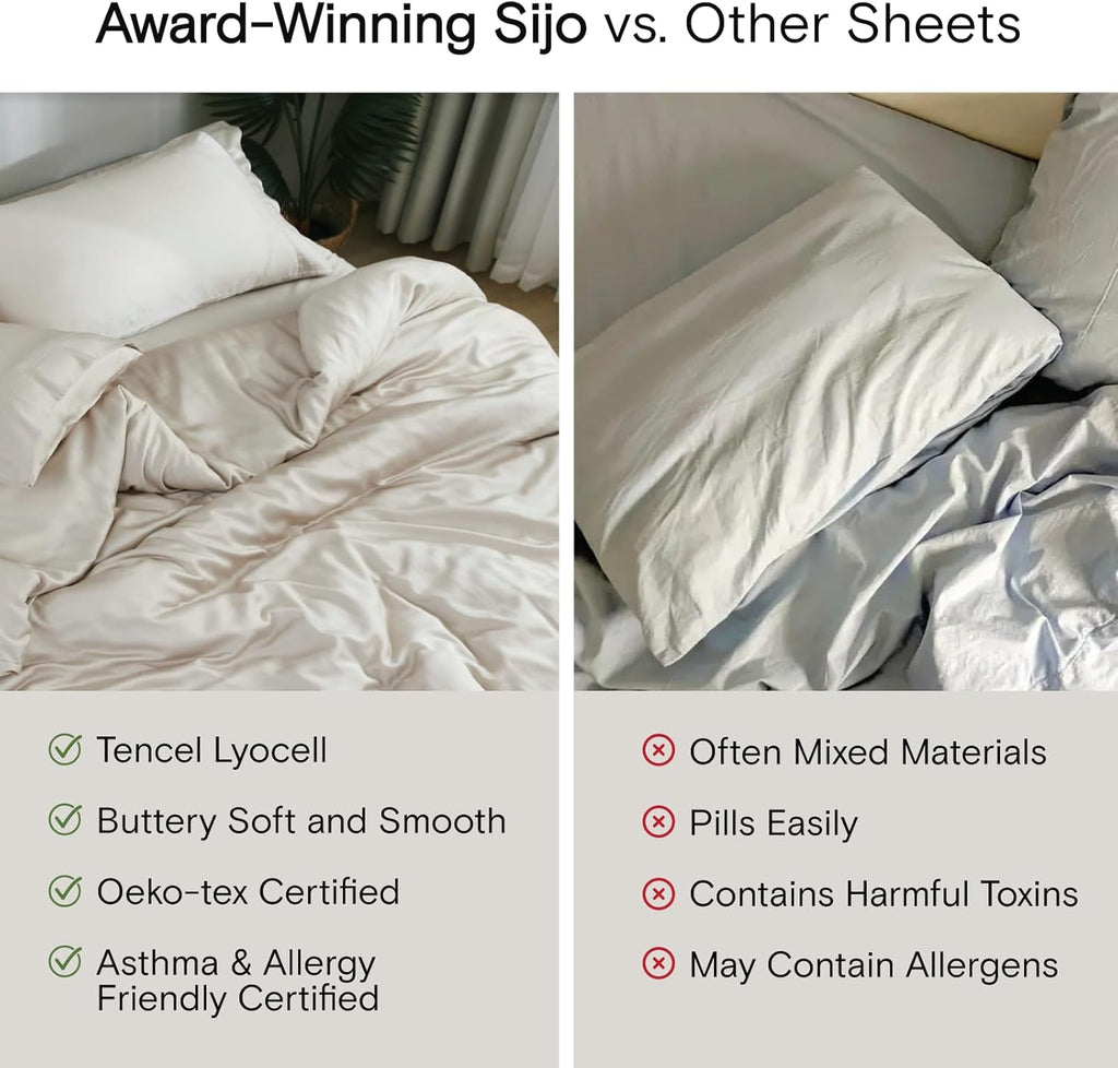 Airyweight Tencel Sheet Set, 100% Lyocell Derived from Eucalyptus, Buttery Soft, Architectural Digest 2022 Best Cooling Sheets Winner - 4Pc - 2 Pillowcases 1 Fitted 1 Top (Dove, Queen)